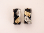 Abstract Black Rectangles, 25 x 12mm, with Gold and Silver
