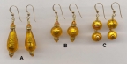 Venetian bead earrings, Topaz Murano Glass.