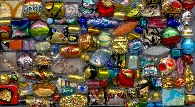 Many Beads Of Colored Glass Colored Venetian Glass Murano Glass